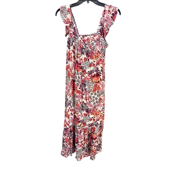 Knox Rose Floral Maxi Dress Small Pink Flutter Sleeves Boho Ruffle Cottagecore - Picture 3 of 8